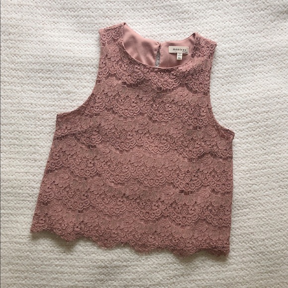Lace mauve sleeveless crop top - Picture 1 of 8